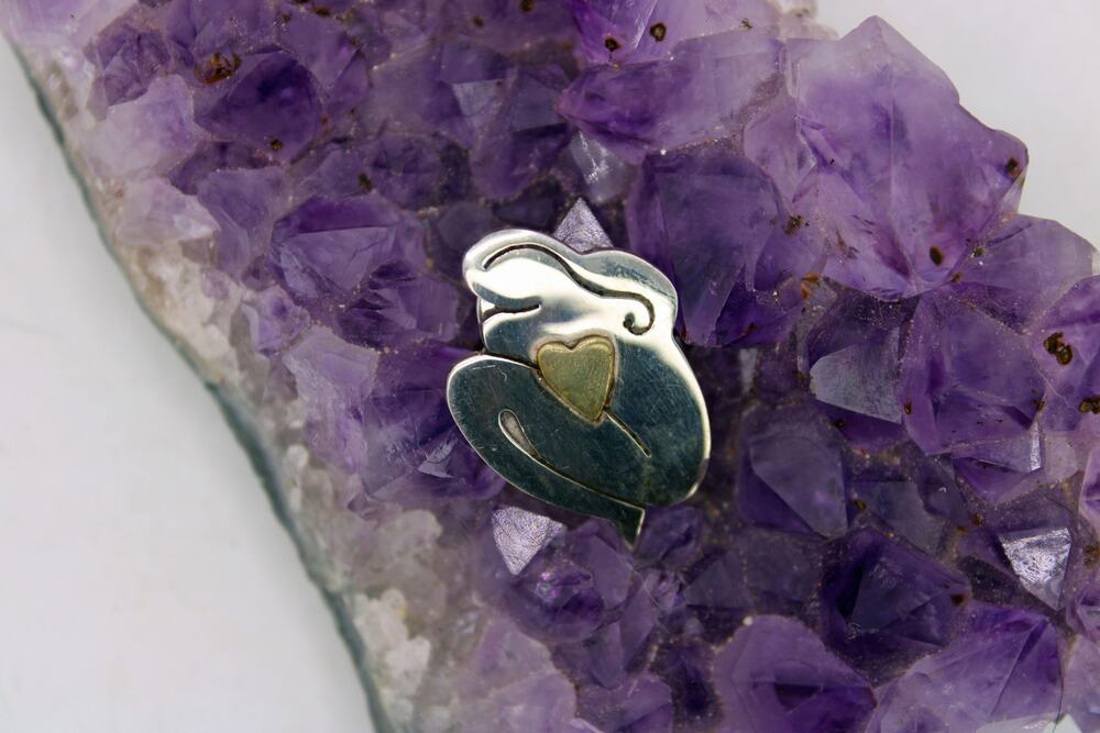 Far Fetched Sterling Silver and Brass Mixed Maternal Pin